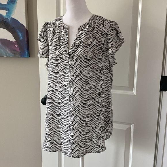 Adrianna Papell large blouse v-neck flutter sleeves black - Picture 4 of 10